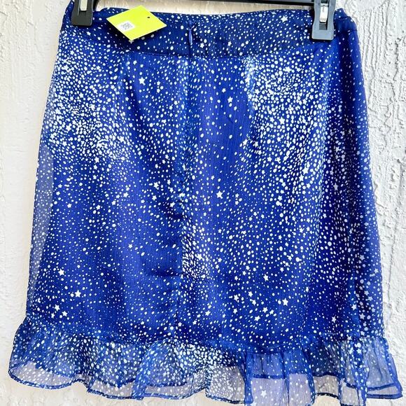By The Way Galaxy Stay Semi Sheer Ruffle Hem A-Line Mini Dress Blue Womens Small - Picture 3 of 5